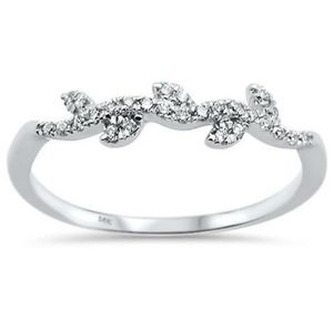 .13ct 14kt white gold diamond leaf vine trendy